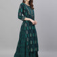 Ishin Women Navy Blue Printed Kurta with Skirt | Swadesiicart