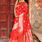 Joban Fashion Red Handwoven & Zari Work Soft Pure Handloom Banarasi Silk Saree | Swadesiicart