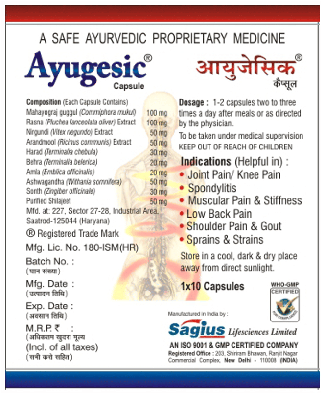 Sagius Ayugesic Capsule | Swadesiicart