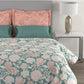 MYTRIDENT Green White Ethnic Motifs Cotton 144 TC Queen Bedsheet With 2 Pillow Covers - Swadesiicart