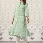 Ode by House of Pataudi Floral Printed Band Collar Pure Cotton Kurta - Swadesiicart