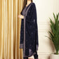 Jyoti Fashion Women's Navy Blue Georgette Resham Thread & Sequin Kurta with Trouser & Dupatta | Swadesiicart