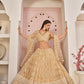 Aastha Fashion Beige Chiku Butterfly Net White Cotton Thread Work, Zari Work And Sandwich Sequence Work Embroidery Wedding Wear Lehenga Choli