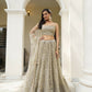 Aastha Fashion Ivory Butterfly Net Tone To Tone Cotton Thread Work And Sequence Work Embroidery Wedding Wear Lehenga Choli