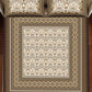 BELLA CASA Brown & Beige Ethnic Motifs Cotton 350 TC King Bedsheet with 2 Pillow Covers