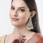 NVR Women Gold-Polished Kundan Drop Earrings | Swadesiicart