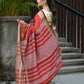 Beatitude Red Cotton Stripes Border Handloom Saree