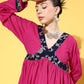 InWeave Women's Fuchsia Blue Brocade Mughal Shaan Kurta Palazzo Set - Swadesiicart