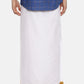 Sethukrishna White Solid Double Layer Readymade Dhoti For Men | Swadesiicart