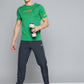 Alcis Men Green & Yellow Typography Printed Slim Fit Running T-shirt | Swadesiicart