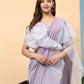 Light Purple Lycra Solid Ready to Wear Saree with stitched Blouse - Nita | Swadesiicart