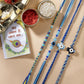 NVR Women & Men Set of 4 Blue Evil Eye Charm Rakhi With Roli Chawal & Chocolate | Swadesiicart