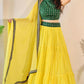 Jyoti Fashion Yellow Three Lair Frill Georgette Lehenga Choli with Dupatta | Swadesiicart
