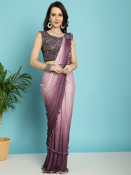 Mitera Maroon Ombre Dyed Ready to Wear Saree | Swadesiicart