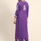 HOUSE OF KARI Women Purple Floral Embroidered Chikankari Pure Cotton Kurta with Palazzos | Swadesiicart