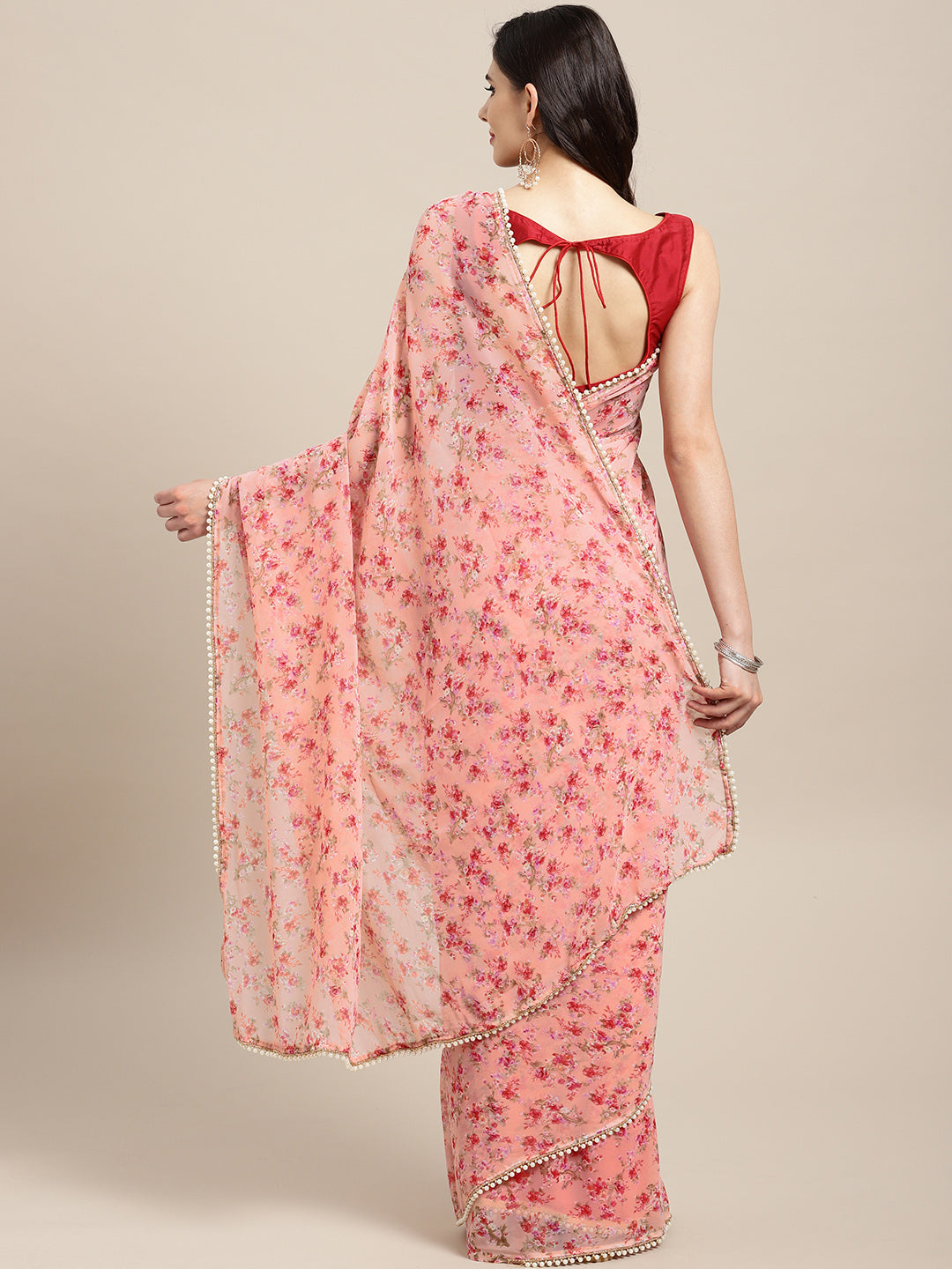 Tikhi Imli Pink Printed Saree | Swadesiicart