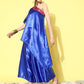 InWeave Women's Blue Pink Brocade Satin Oneshoulder Kurta Set - Swadesiicart