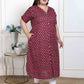 Miravan Women's Plus Size Relaxed Fit Red Floral Printed A-Line Pure Cotton Kurta - Swadesiicart