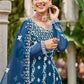 Prussian Blue Stone & Cording Work Festive Palazzo Suit - Emponline | Swadesiicart
