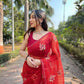 Vamsee Red-Garden Red Organza Saree - Swadesiicart