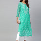ADA Women Sea Green & White Chikankari Embroidered Kurta with Trousers | Swadesiicart