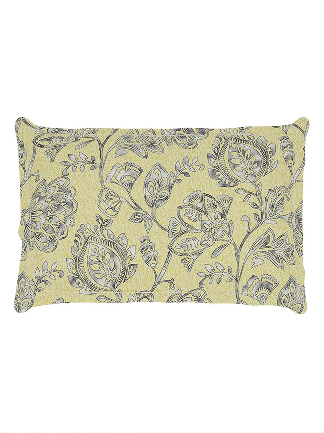 Story@home Cream-Coloured & Grey Floral Microfiber 180 TC Bedsheet & Pillow Cover - Swadesiicart