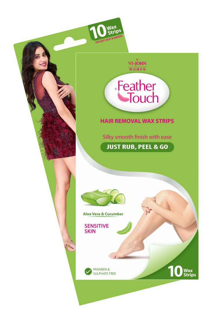 VI-JOHN Feather Touch Cucumber & Alevera Hair Removal Wax Strips for Dry Skin Praraben & Sulphate Free | Swadesiicart