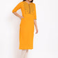 HERE&NOW Yellow Geometric Yoke Design Thread Work Kurta - Swadesiicart