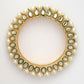 NVR Women's Set Of 2 Gold-Polished Kundan-Studded & Pearls-Beaded Bangles - Swadesiicart