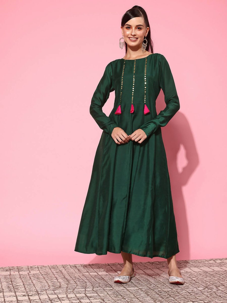 Ahalyaa Women's Traditional wear Ethnic Dress - Green | Swadesiicart
