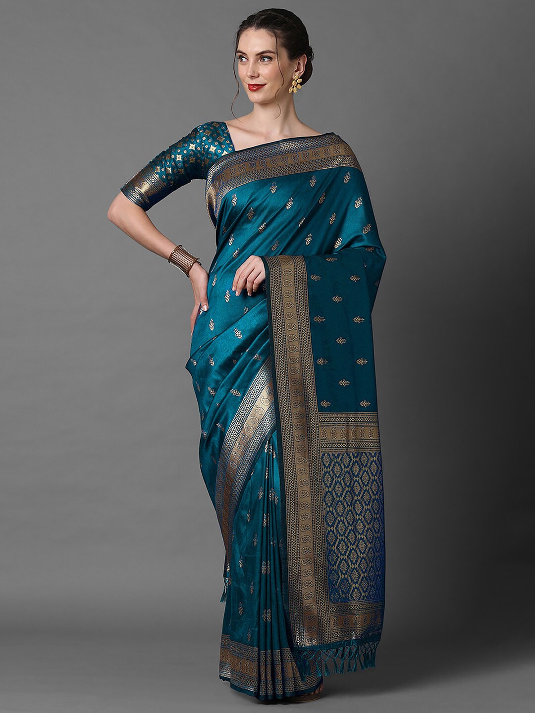 Mitera Ethnic Motif Woven Design Zari Banarasi Saree | Swadesiicart