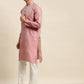 Sojanya Men Pink Ethnic Motifs Kurta with Churidar & Nehru Jacket | Swadesiicart