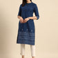 Anouk Women Mandarin Collar Bandhani Printed Indigo Kurta - Swadesiicart
