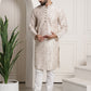 Sojanya Men Cream-Coloured & Brown Silk Cotton Printed Regular Kurta with Churidar | Swadesiicart