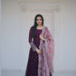 Jyoti Fashion Women's Wine Faux Blooming Sequence Zari Embroidered Anarkali Dress with Dupatta | Swadesiicart