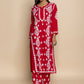 HOUSE OF KARI Floral Embroidered Chikankari Cotton A-Line Kurta | Swadesiicart
