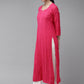 ADA Women Magenta & Magenta Ethnic Motifs Embroidered Chikankari Georgette Kurta | Swadesiicart