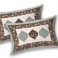 LIVING ROOTS Green & White Ethnic Pure Cotton 300 TC King Bedsheet with 2 Pillow Covers - Swadesiicart