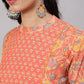 Aks Floral Printed Round Neck Pure Cotton Kurta with Trousers