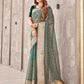 Tikhi Imli Olive Floral Embroidered Zari Organza Saree | Swadesiicart