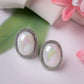 NVR Women's Silver Plated Oval Stud Earrings | Swadesiicart