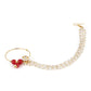 White Red Gold-Polished Kundan-Studded Beaded Nosepin - Ruby Raang | Swadesiicart