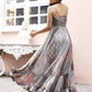 Blue Crepe Foil Printed Long Dress - Michan | Swadesiicart