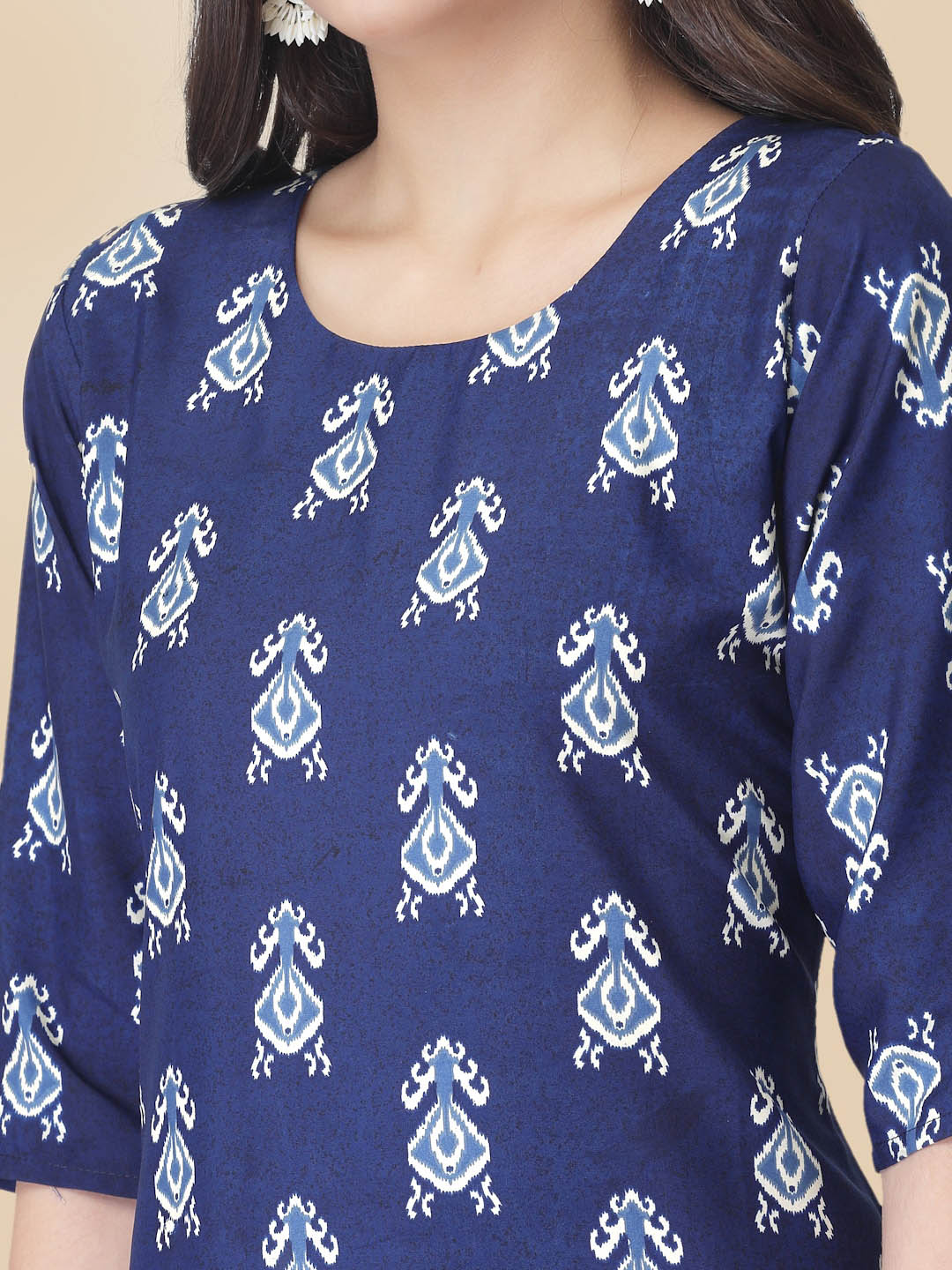 Kalini Ethnic Motifs Printed Round Neck Kurta with Trousers - Swadesiicart