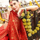 Anouk Red & Gold Woven Design Zari Detailed Art Silk Banarasi Saree | Swadesiicart