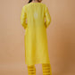 HOUSE OF KARI Ethnic Motifs Embroidered Round Neck Chikankari Chanderi Silk Kurta | Swadesiicart