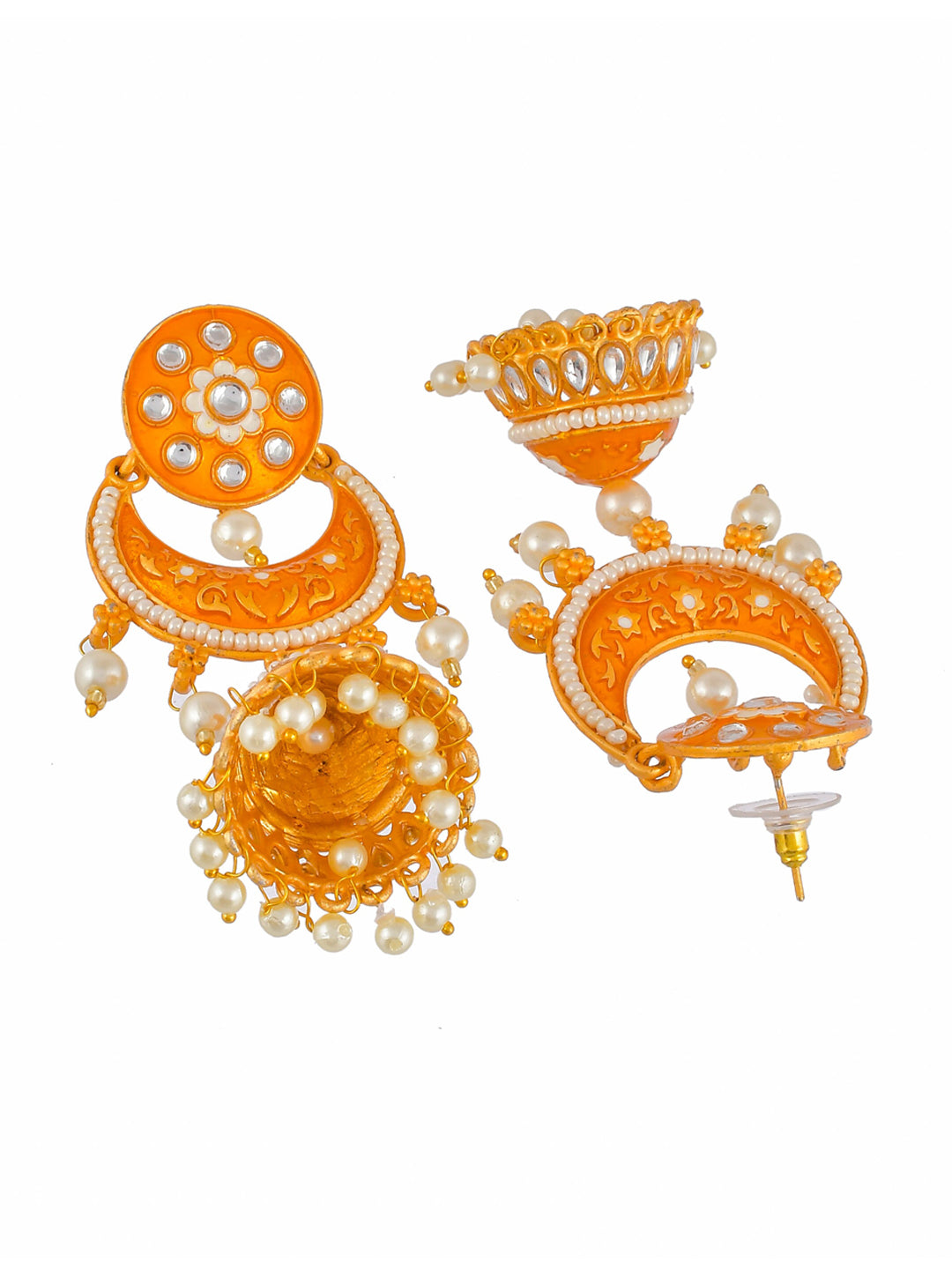 Shoshaa Orange Dome Shaped Jhumkas Earrings | Swadesiicart