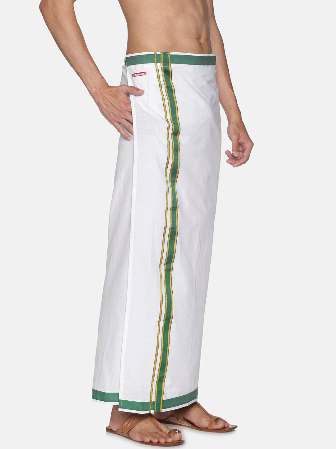 Sethukrishna White Solid Cotton Readymade Dhoti For Men | Swadesiicart