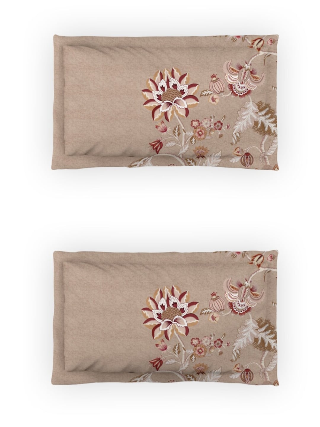 DDecor Grey & Maroon Ethnic Motifs 140 TC Cotton Queen Bedsheet with 2 Pillow Covers - Swadesiicart