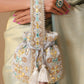 Masq Grey & Gold-Toned Embroidered Potli Clutch - Swadesiicart